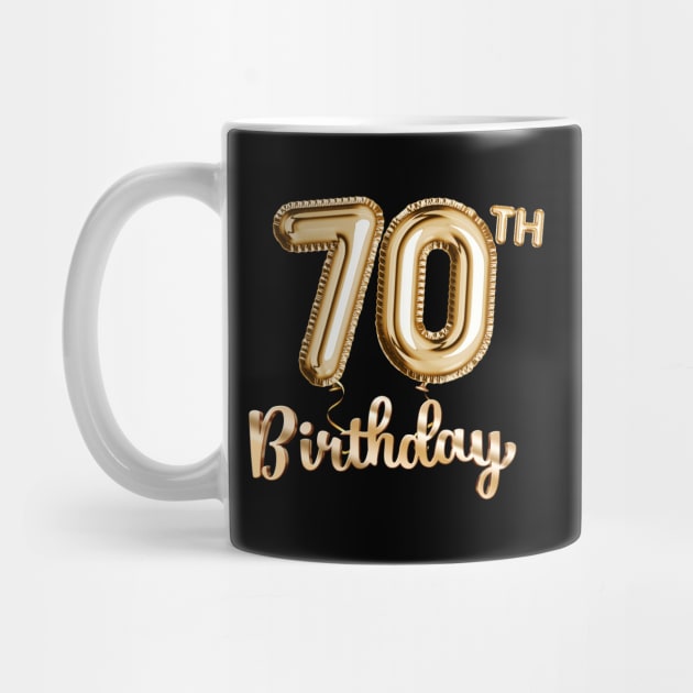 70th Birthday Gifts - Party Balloons Gold by BetterManufaktur